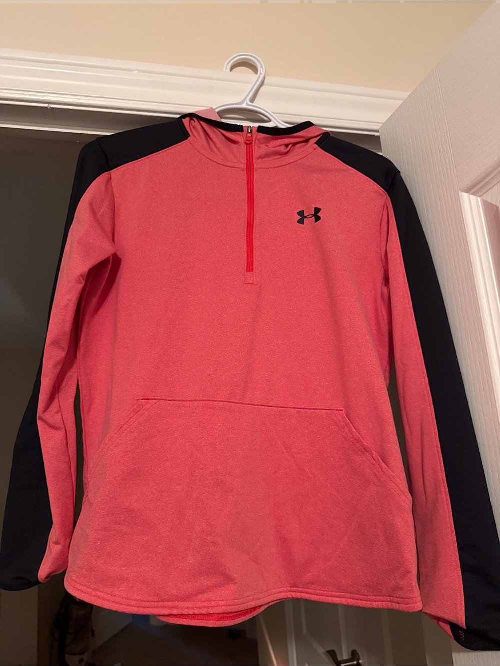 Under Armour girls Pink and Black Half-Zip Training Pullover